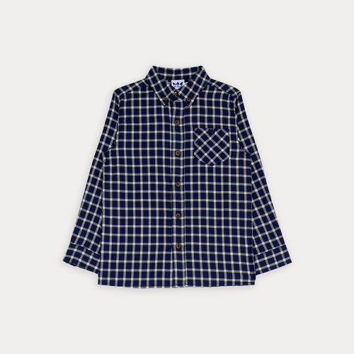 Camisa De Cuadros Azul Y Crema