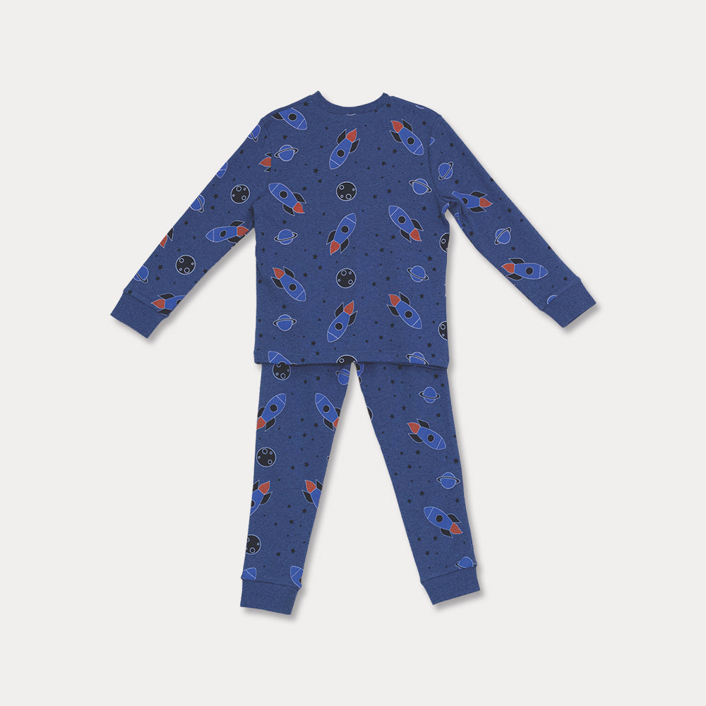 Pijama Azul De Cohetes Para Niño