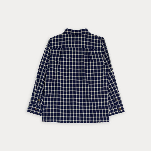 Camisa De Cuadros Azul Y Crema