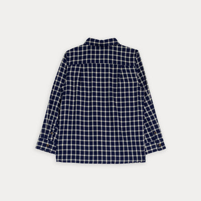 Camisa De Cuadros Azul Y Crema