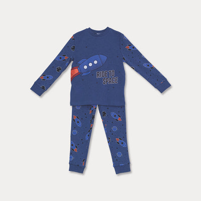 Pijama Azul De Cohetes Para Niño