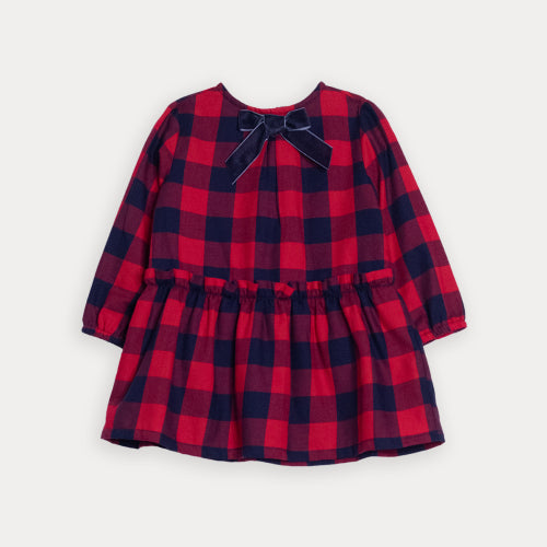 Vestido De Cuadros Vinotinto Y Azul