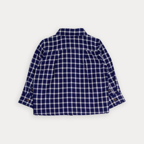 Camisa De Cuadros Azul Y Crema