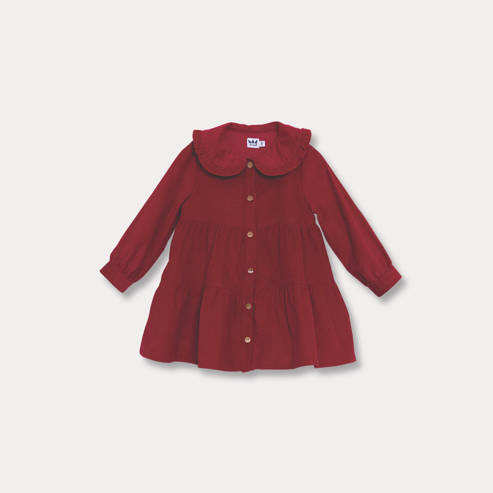 Vestido Rojo De Corduroy Para Bebé Niña