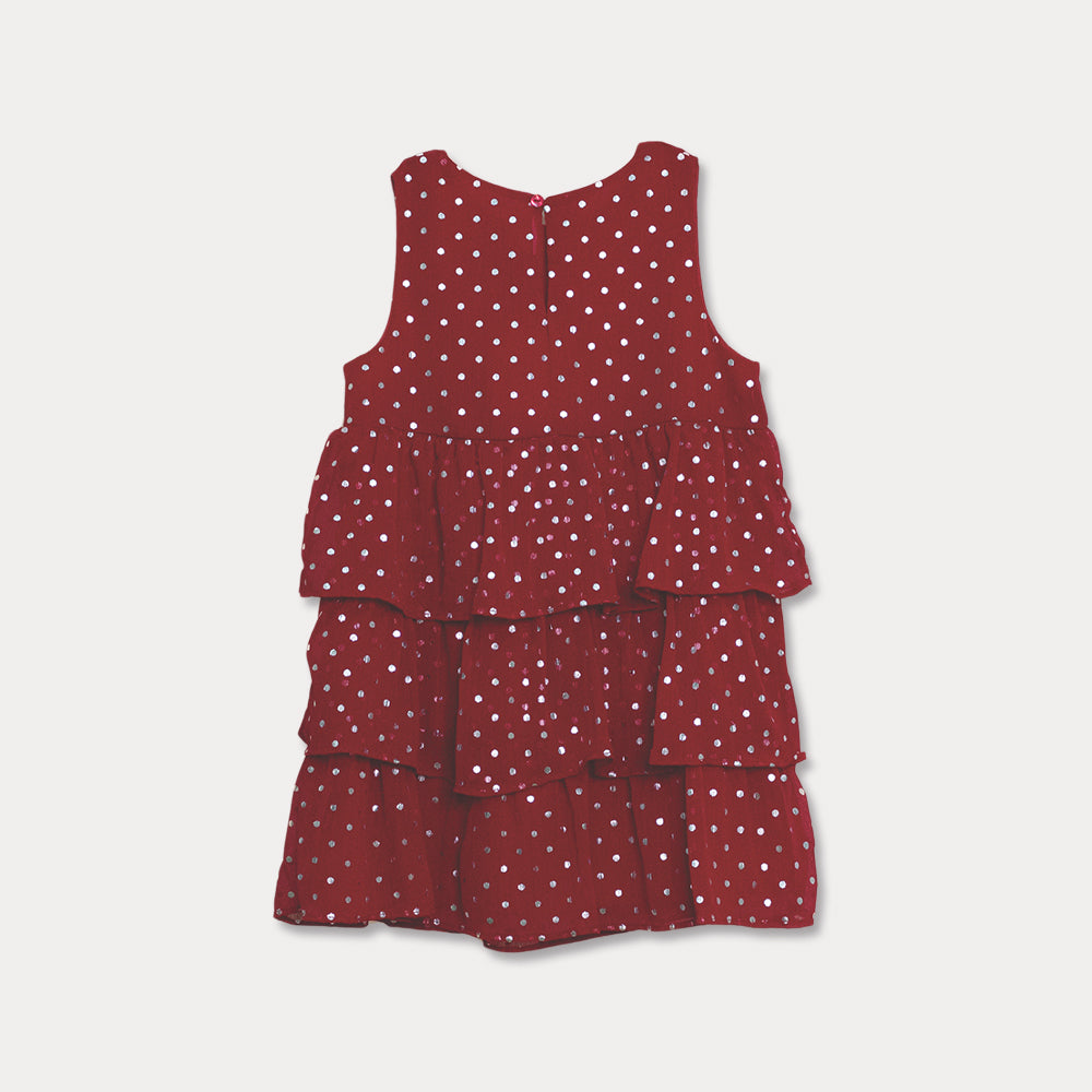 Vestido Rojo De Capas Para Niña