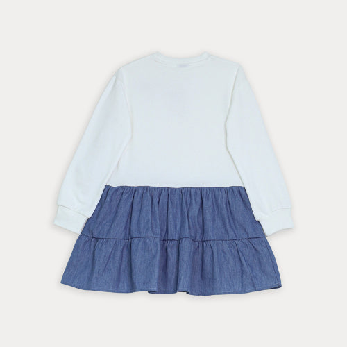 Vestido Crema Y Azul