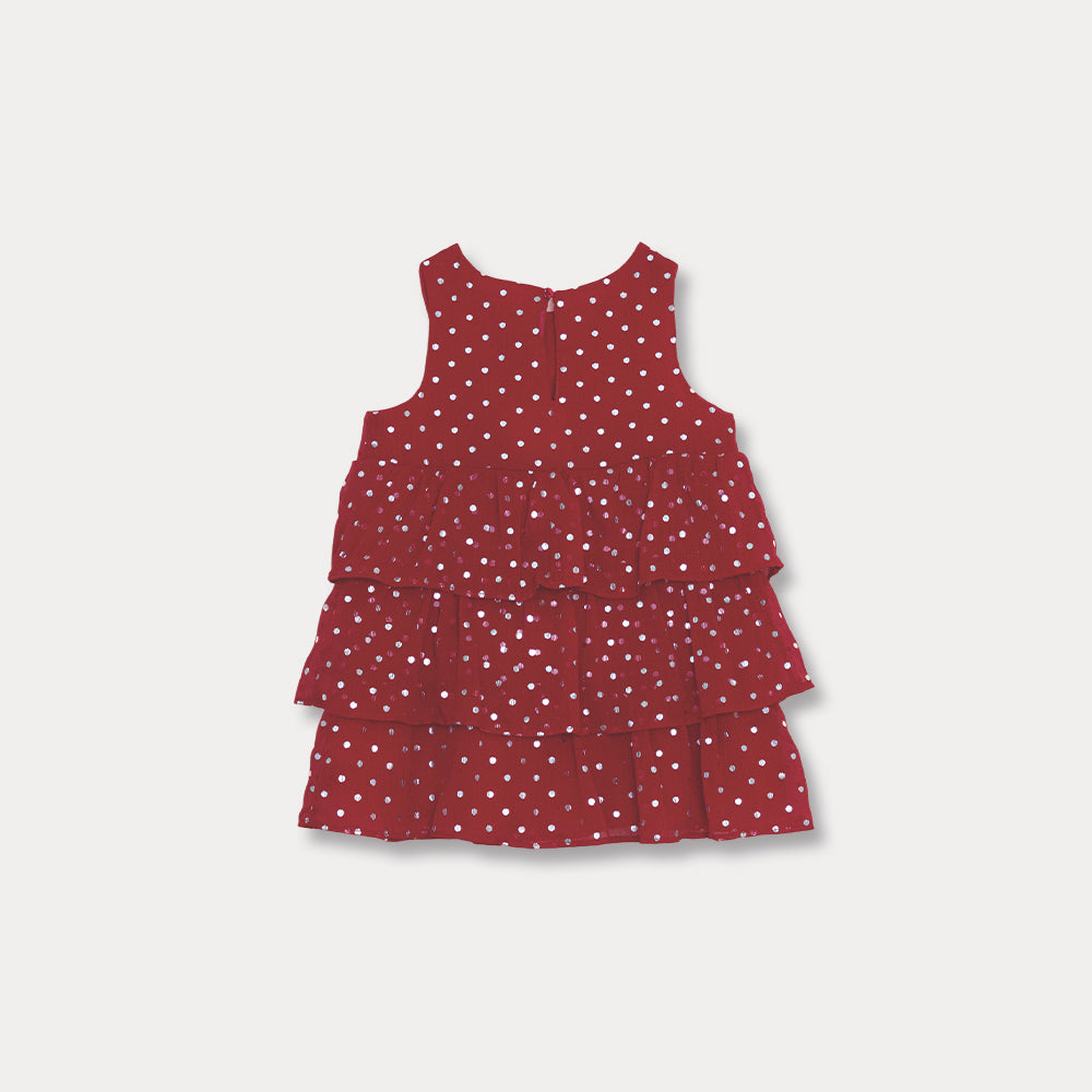 Vestido Rojo De Capas Para Bebé Niña