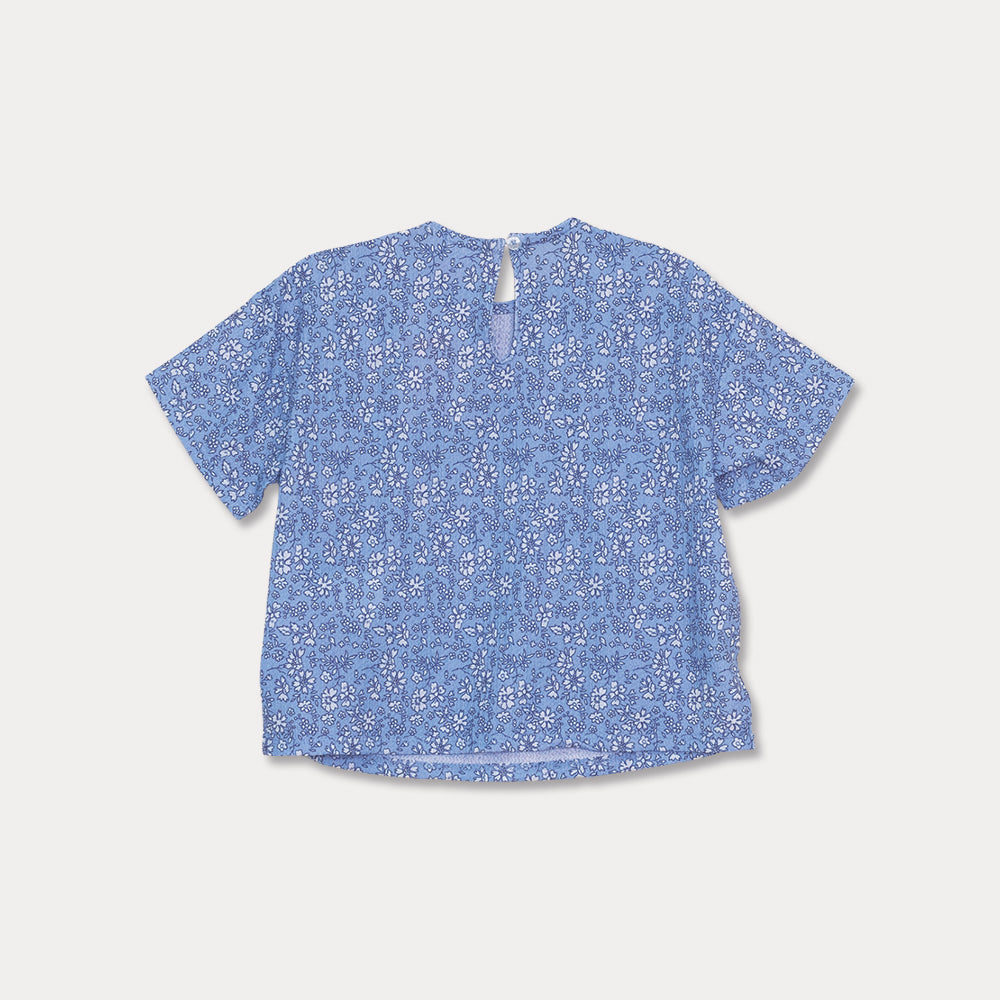 Blusa Con Flores Azules Para Niña