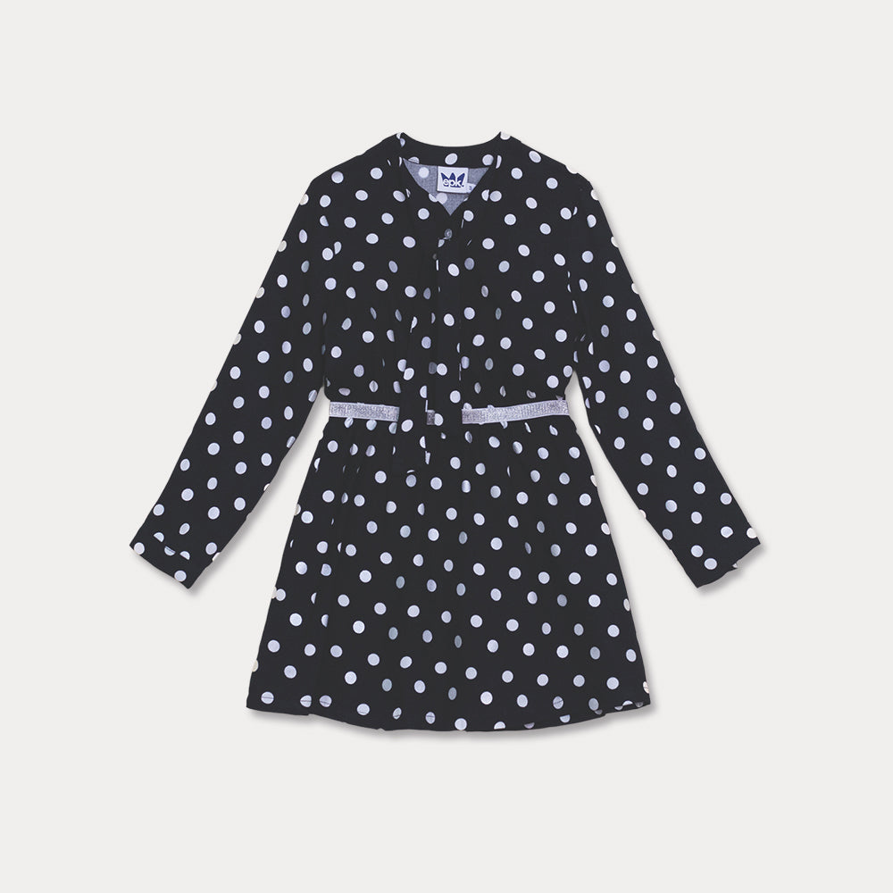 Vestido Negro Con Puntos Para Niña