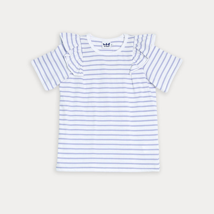 Franela de rayas lila para niña