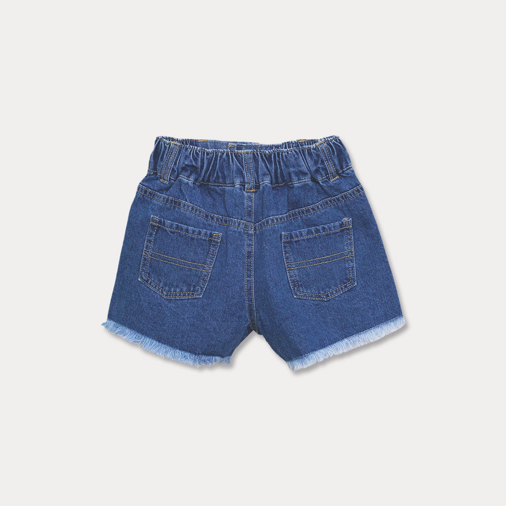 Short De Jean Con Bordado Para Niña