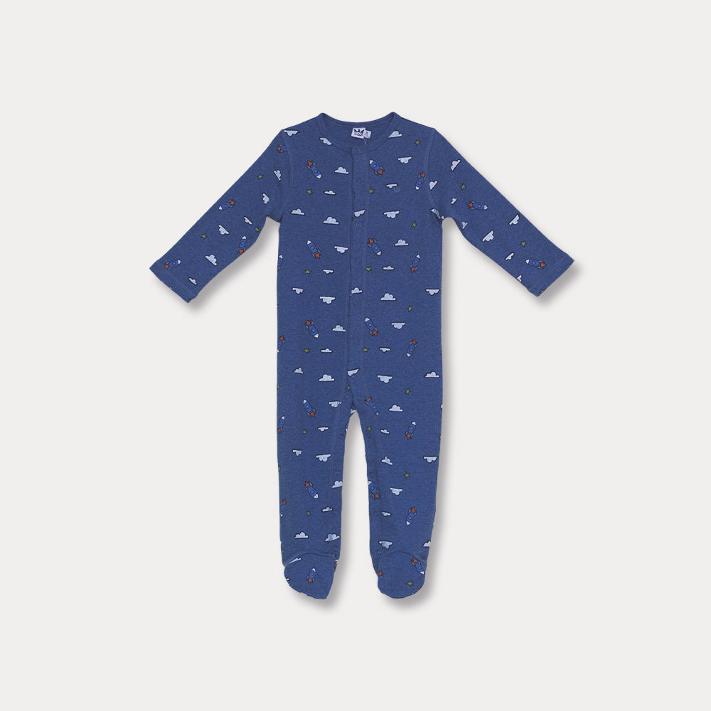 Pijama Azul De Nubes Y Cohetes Para Bebé Niño