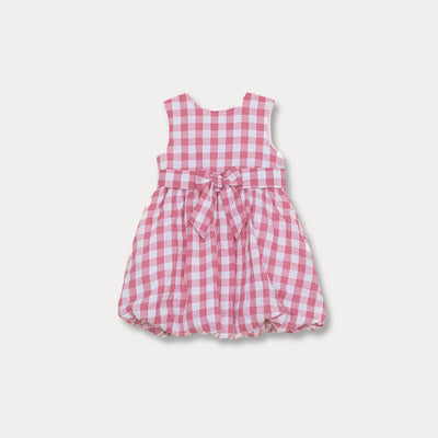 Vestido De Cuadros Rosado Y Crema Para Bebé Niña