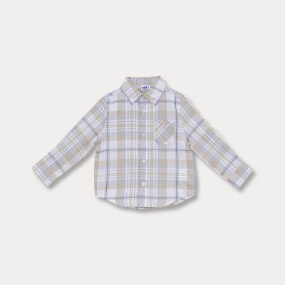 Camisa De Cuadros Grises Y Caquis Para Bebé Niño