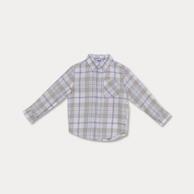 Camisa De Cuadros Grises Y Caquis Para Niño