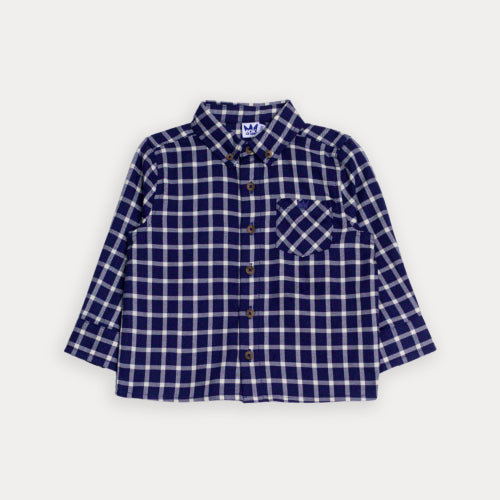 Camisa De Cuadros Azul Y Crema