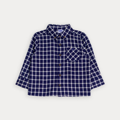 Camisa De Cuadros Azul Y Crema