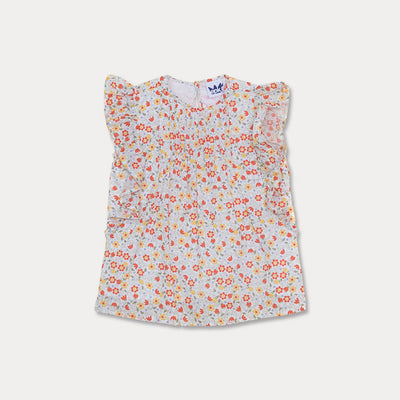 Blusa De Flores Anaranjadas Y Amarillas Para Niña