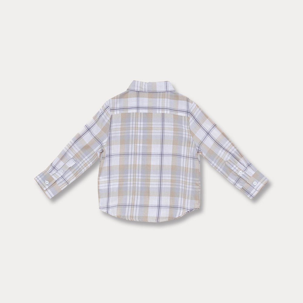 Camisa De Cuadros Grises Y Caquis Para Bebé Niño