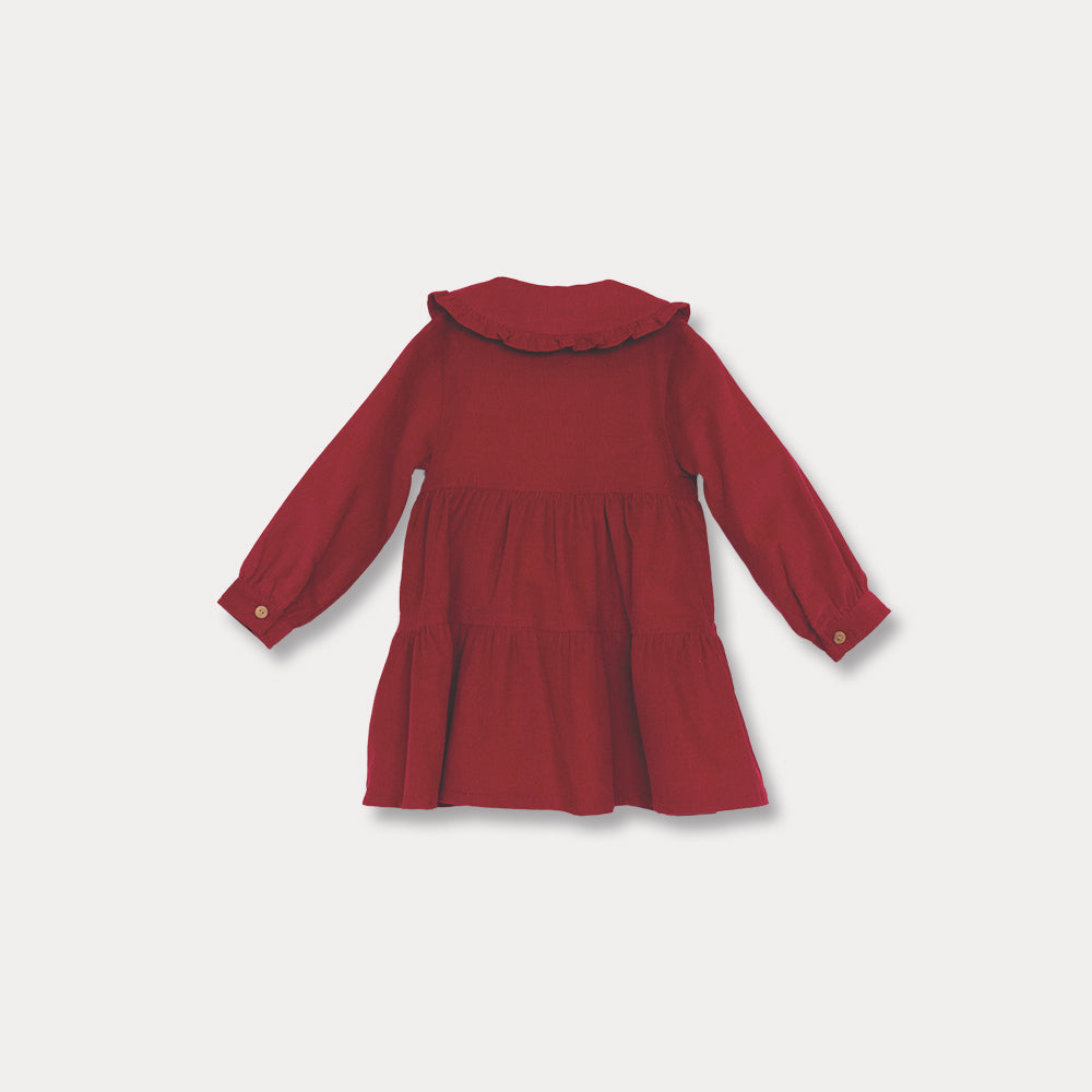 Vestido Rojo De Corduroy Para Bebé Niña