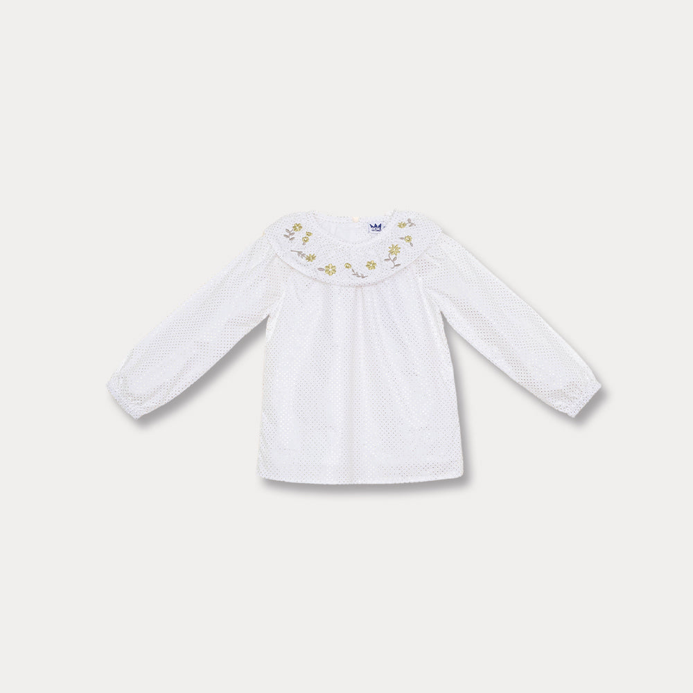 Blusa Con Bordadodorado Para Bebé Niña