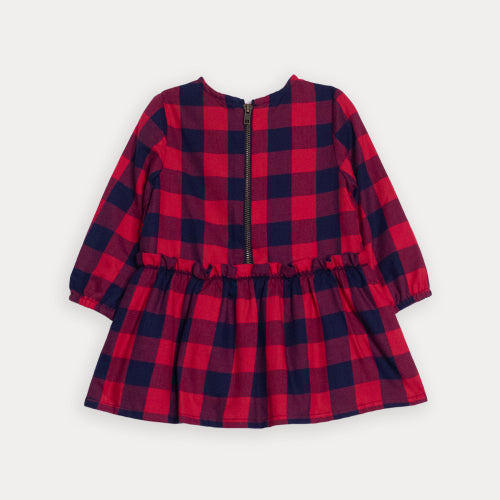 Vestido De Cuadros Vinotinto Y Azul