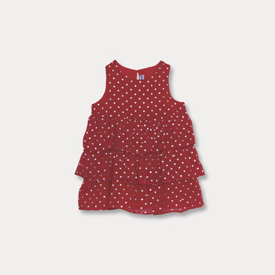 Vestido Rojo De Capas Para Bebé Niña