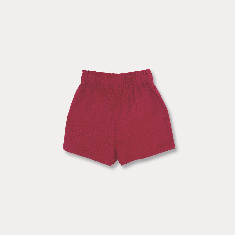 Short Rojo De Corduroy Para Niña